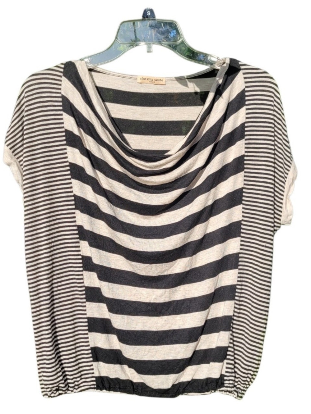 cha cha vente Striped Top in Black & Cream